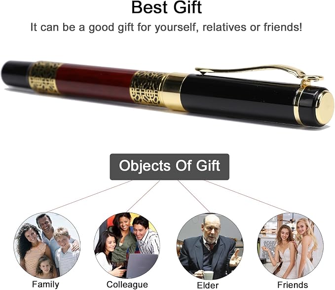 YIVONKA Ballpoint Pen Black Refill,Classical retro style Luxury Pen,Best Ball Pen Gift Set for Men & Women Professional Executive,Office,Nice Pens Classy Gift Box (2 Pack Red)