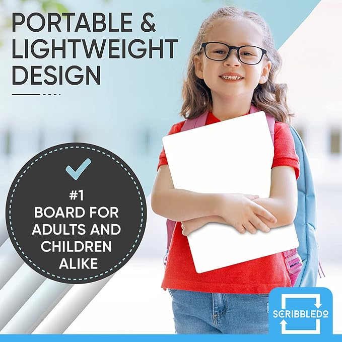 SCRIBBLEDO Small Dry Erase Board 11x14 Double Sided Whiteboard | Double Sided 11x14 Inch, Premium Masonite Handheld Hardboard, Wipes Clean No Ghosting, Students Classroom & Home