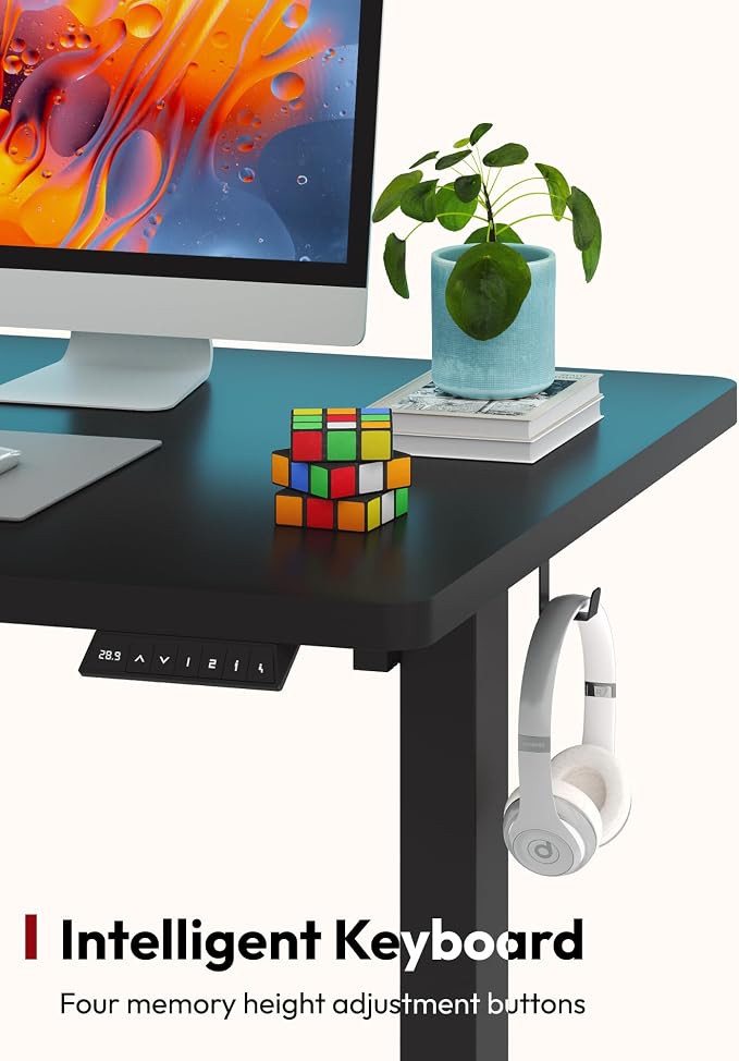 SANODESK Electric Standing Desk, 63 x 32'' Height Adjustable Sit Stand Desk with Large Splice Board Desktop Ergonomic Memory Presets Computer Workstations for Home Office, Black Frame/Black Top