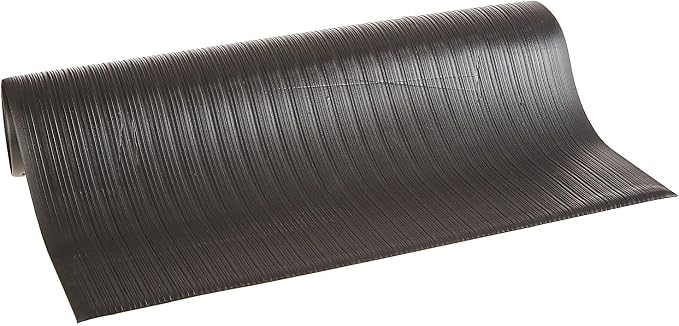 Bertech - AFRB38-3x5BLKBEV Anti Fatigue Floor Mat (Made in USA), 3 Feet Wide x 5 Feet Long x 3/8 Inches Thick, Ribbed Pattern Top, Black, Bevelled on All Four Sides, RoHS and REACH Compliant