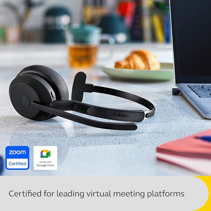 Jabra Evolve2 55 Mono Wireless Headset - Features AirComfort Technology, Noise-Cancelling Mics & Active Noise Cancellation - Works with UC Platforms Such as Zoom & Google Meet - Black