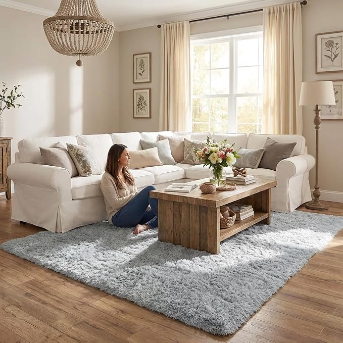 Mugorn Small Soft Shag Rugs for Bedroom, 4x6 Fluffy Area Rugs for Living Room