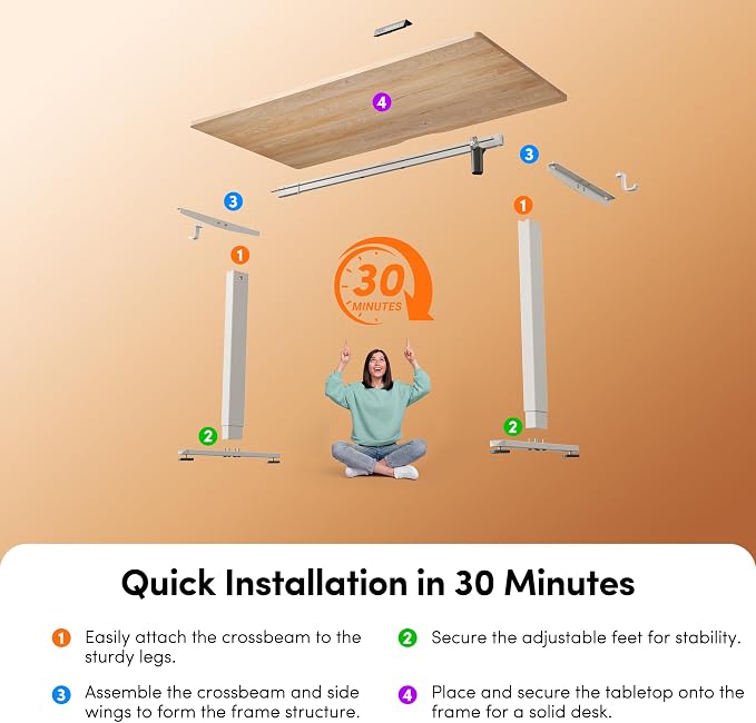 FEZIBO Electric Standing Desk, 55 × 28 Inches Height Adjustable, Sit and Stand Up, Home Office Computer Desk (Maple)