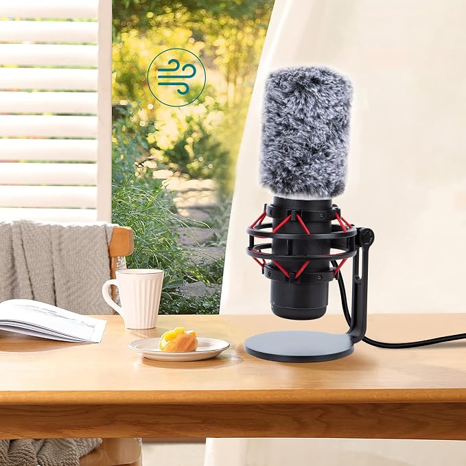 YOUSHARES QuadCast Mic Windscreen, Furry Wind Cover Compatible with HyperX QuadCast Mic and HyperX QuadCast S microfono for Filter Ambient and Breathing Winds