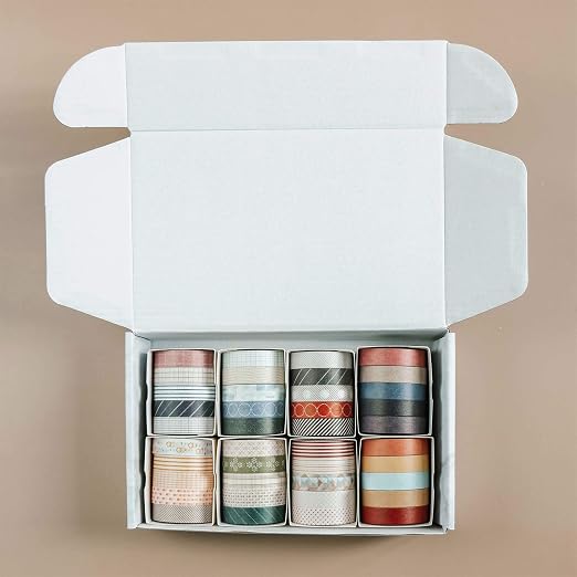 Knaid 40 Rolls of Slim Washi Tape Gift Box Set, Decorative Paper Tapes 10 mm Wide for Scrapbooking, DIY Arts and Crafts, Bullet Journal, Planner, Junk Journal, Notebooks (Minimalist)