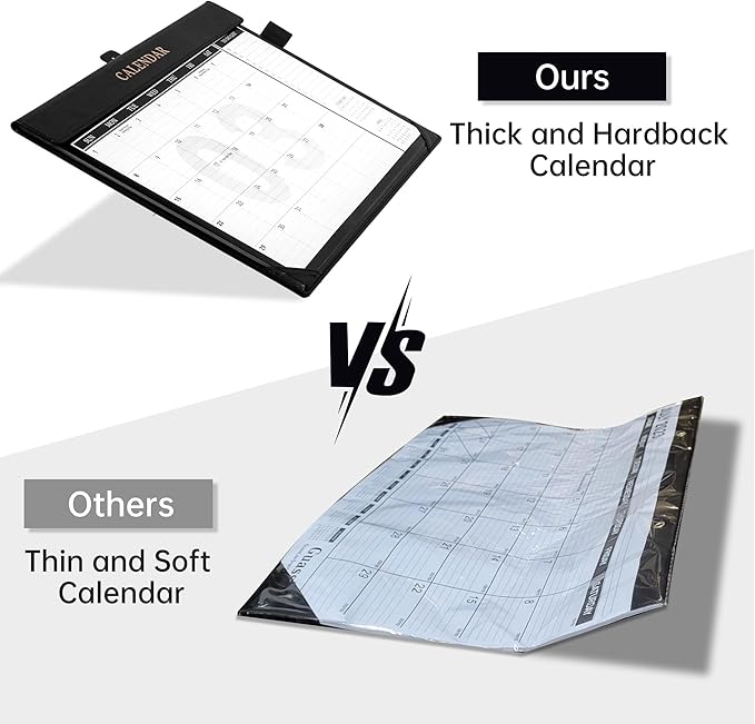 Yoment Desk Calendar 2026-2027, Jan 2026-Dec 2027, Large Desk Calendar with to-Do Lists, 24 Months Leather Desk Pad Wall Calendar with PVC Cover for Work Office School Home Women Men, 17 x 12, Black