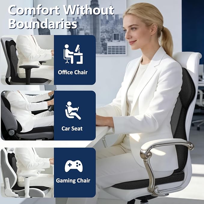 Seat Cushion,Lumbar Support Pillow for Office Chair,Ergonomic Memory Foam Back Support Pillow, High Density Foam Chair Cushion for Sciatica Pain Relief Coccyx Pad for Chair,Car,Desk,Grey