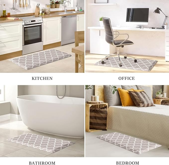 WISELIFE Kitchen Runner Rugs Anti-Fatigue mats - 4/5 Inch Non Slip Waterproof Ergonomic Comfort Mat for Kitchen, Floor Home, Office, Sink, Laundry (17.3"x 39",Khaki)