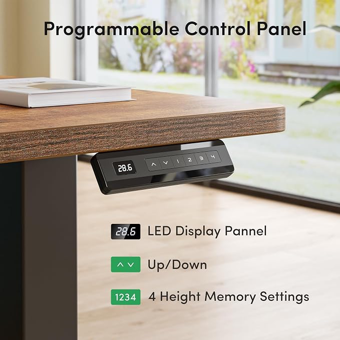 FEZIBO 63" x 55" L-Shaped Standing Desk - Adjustable Corner Desk L Shape, L-Shaped Adjustable Desk with Splice Board, L Shape Standing Desk, Rustic-Brown