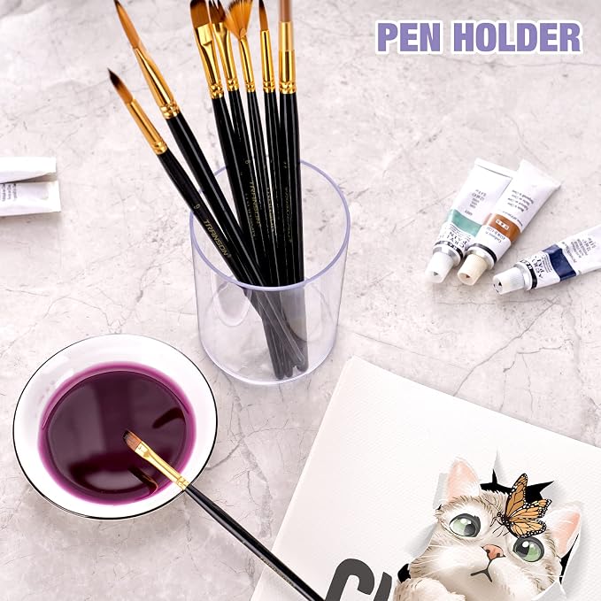 Stylish Clear Acrylic Desk Organizer Pen and Pencil Holders Set of 3, Round Makeup Brush Storage Perfect for Home, School and Office Supplies
