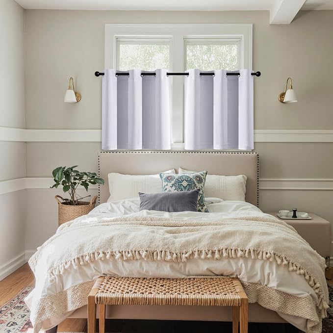 MIULEE Blackout Curtains for Bedroom Living Room 2 Panels, Thermal Insulated Room Darkening Drapes Grommet Noise Reducing Light Blocking Window Treatments 36 Inches Long 40x36 Inch Greyish White
