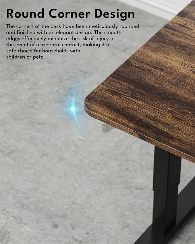 Electric Standing Desk, Gaming Desk, 48 x 24 Inch, Rustic Brown | Height Adjustable Computer Desk with Smart Controller, Sit and Stand Up Table for Home, Office, Work, Study, Writing