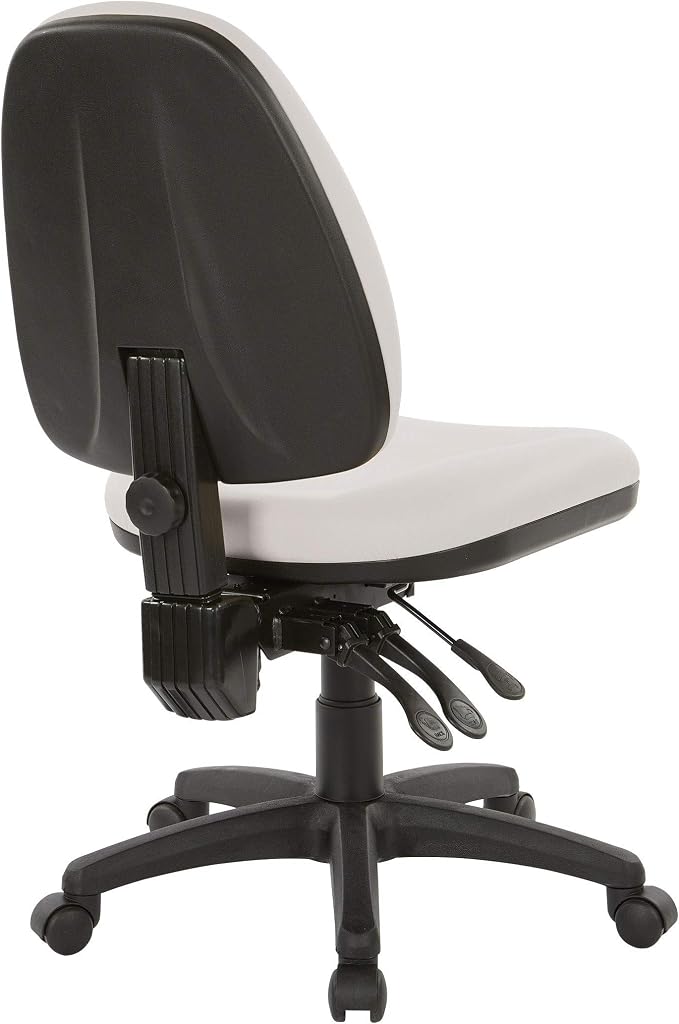 Office Star Ergonomic Dual Function Office Task Chair with Adjustable Padded Back and Built-in Lumbar Support, Armless, Dillon Buff Fabric
