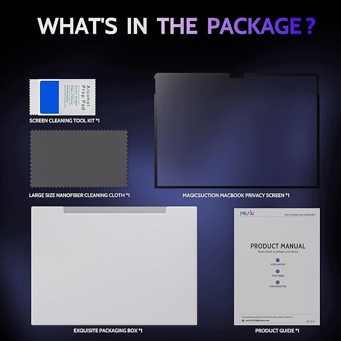 Privacy Screen for 12.3 Inch Surface Pro 7+/7/6/5/4/3, MagicSuction™ Removable Anti Spy Black Protector, Glare Blue Light Filter for Microsoft Laptop Computer Monitor