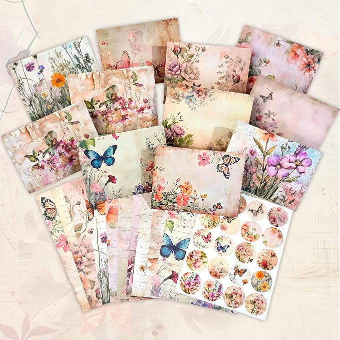 FUNCLASS 160 Pcs Stationery Set Letter and Envelopes – 50 Lined Stationery Paper and 50 Matching Envelopes, 5.5 x 8.25 Inches Letter Writing Stationery for Home, Office, School (Vintage Butterfly)
