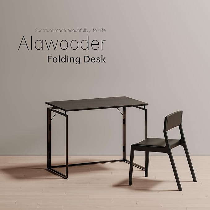 Folding Desk - 31.5" Wood Top Foldable Desk for Small Spaces | No Assembly Required Compact Desk for Home Office, Writing, and Study