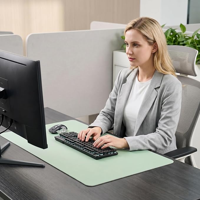 Green Desk Mats Gaming Desk Pad, 14"x63" ZGLCQSGY Extended Mouse Pad Large Keyboard Mats, Laptop Mat for Desk, Desktop Mat Mousepad Office Decor for