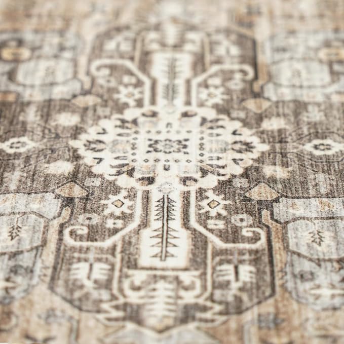 RUUGME Oriental Rug Hallway 4x10 - Washable Runner Rug Soft Stain Resistant Carpet for Kitchen entryway Vintage Decor Ultra-Thin Rugs with Non Slip Backing Perfect for RV Owners&Van Lifers 4X10 Beige
