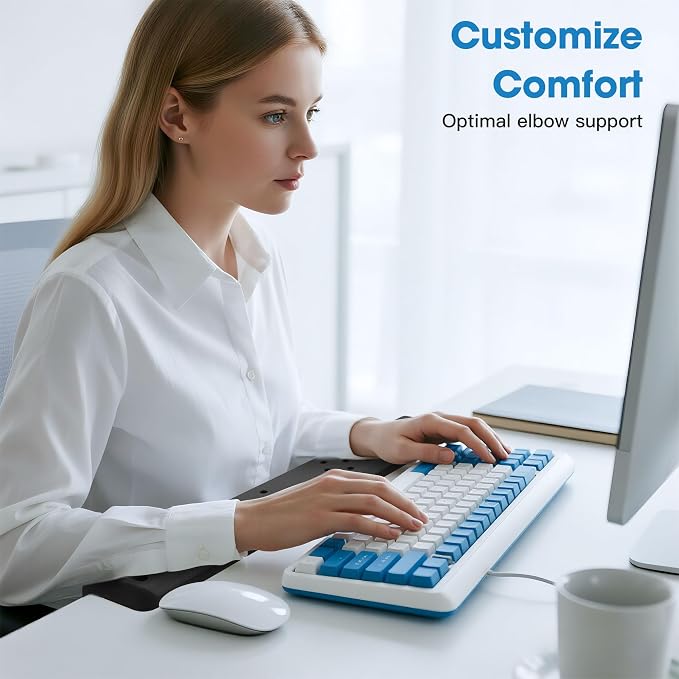 MEKASS L-Shaped Desk Long Elbow Pad for Desk, Memory Foam Elbow Support Padding with Non-Slip, Ergonomic Desk Edge Cushion, Wrist Comfort Support for Office Home (Dimpled Texture)