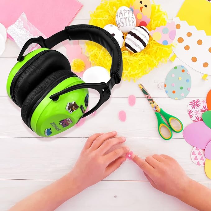 ZOHAN Kids Ear Protection 2 Pack, 25dB NRR Noise Cancelling Headphones for Kids, with Pillowy Pads, for Monster Truck, School, Autism, Sensory, Fireworks, Concerts, Events (Orange+Green)