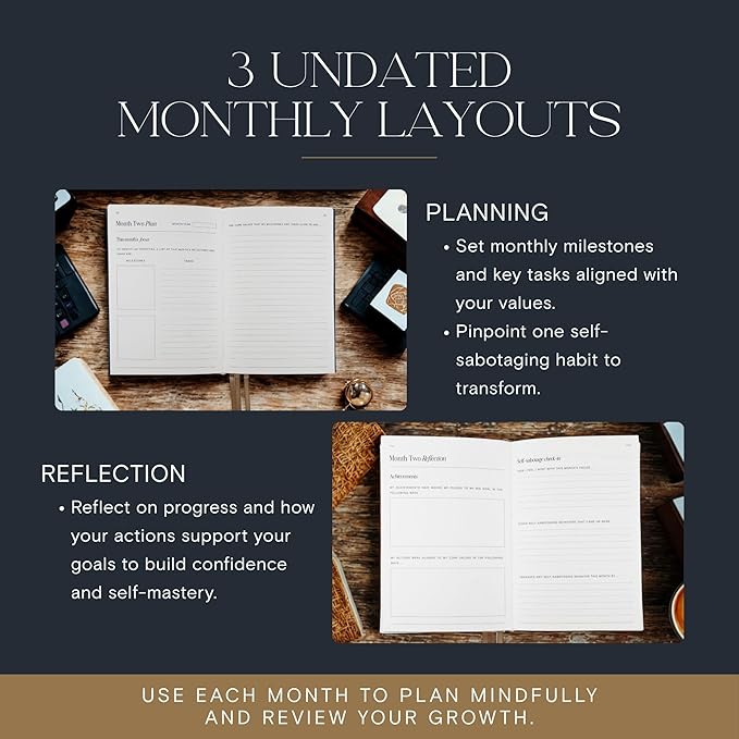 Goal Planner Journal for Weekly Goal Tracking – 90 Day Planner with Habit Tracker, Journal with Prompts & Productivity Planner