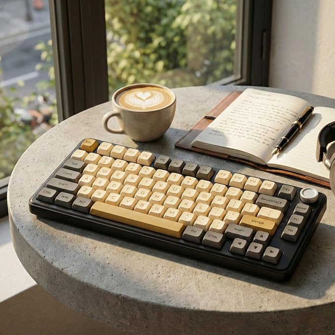 121 Keys PBT Dye Sublimation Keycaps, Grey Beige Minimalist Keycap Set, Warm Tone XDA Profile Custom Keycaps for Mechanical Keyboard 60% 65% 75% 100% Cherry MX Switches