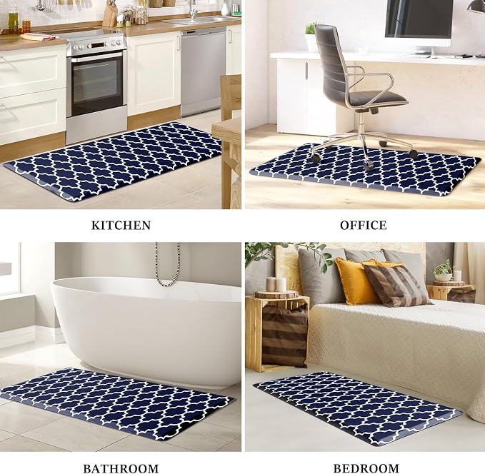 WISELIFE Anti Fatigue Floor Mat - 4/5 Inch Thick Kitchen Mat Non Slip Waterproof Heavy Duty Ergonomic Comfort Mat Durable for Home, Office, Sink, Laundry,(22" x 54", Blue)