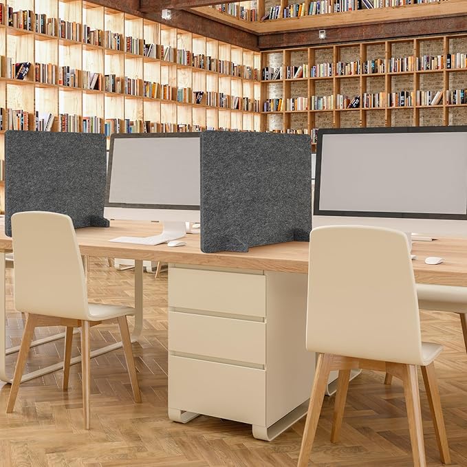 2 Pack Acoustic Desk Dividers - 24" x 20" Freestanding Privacy Panels Set with Noise - Reducing Design Cubicle Sound Proof, Ideal for Office, Classroom, and Home (Dark Gray)