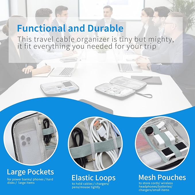 1 Pack Electronics Travel Organizer Case Tech Accessories Cord Storage Bag
