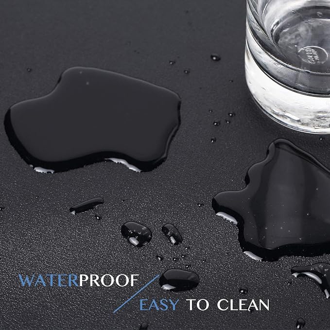 K KNODEL Desk Mat, Blotter, Dual-Sided Office Desk Pad, Waterproof Desk Mat for Desktop, Desk Blotters, PVC Leather Pad Protector (Black, 35.4" x 17")
