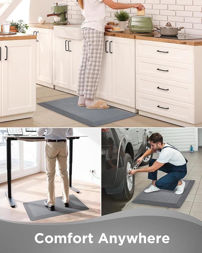 Ophanie Kitchen Mats for Floor,3/4 inch Thick,20x48 Anti Fatigue Cushioned Mat with 99+ Pairs of Anti-Slip Bottom Ridges,Kitchen Rugs,Waterproof,Comfort Ergonomic Standing Mat for Office,Home,Sink