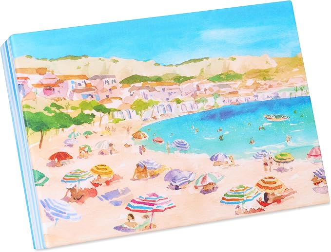 Papyrus 14-Count All-Occasion Blank Stationery Note Set, Watercolor Beach Scene