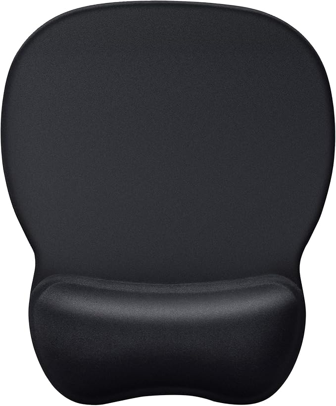 MROCO Ergonomic Mouse Pad with Gel Wrist Rest, 9.4 x 8.1 in, Black | Ergonomic Shape Design for Pain Relief, Cooling Feel Gel Cushioning for Wrist Comfort, Smooth Lycra Surface, Non-Slip PU Base