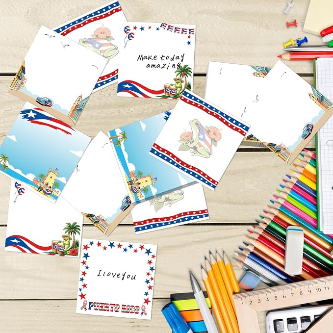 Puerto Rico Sticky Notes Gifts, 9 Pack Puerto Rico Notepads 3x3 Inches, Puerto Rican Self-Adhesive Memo Pads, PR Office Study Supplies Gift Rewards (450 Sheets)