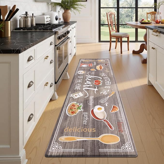Yamaziot 24"x 94" Anti Fatigue Kitchen Rug, Non-Slip Cushioned Floor Mat | Waterproof, Stain Resistant, Farmhouse Cushioned Comfort Standing Desk Mat Runner Rug for Kitchen, Office, Sink, Laundry