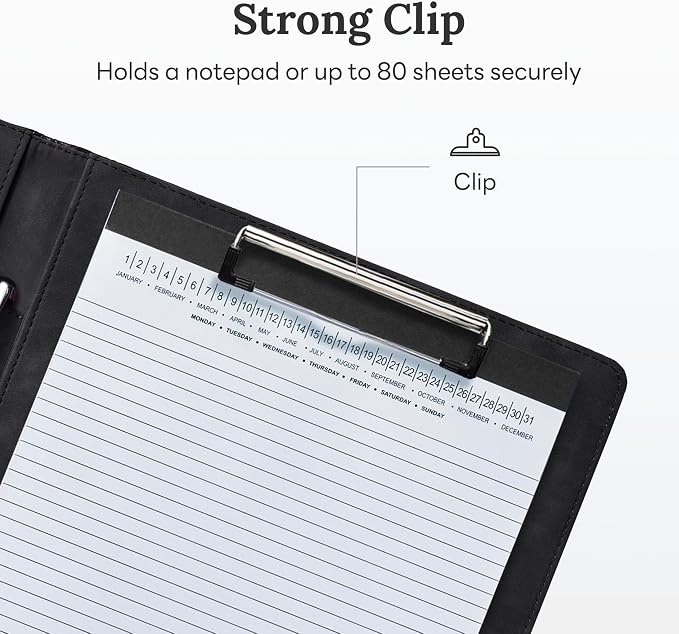 Clipboard Folder Padfolio, Mymazn Writing Portfolio Faux Leather Clipboards with Cover for Legal Pad Holder Letter Size A4 8.5 x 12 for Business Conference Notepad Clip Boards