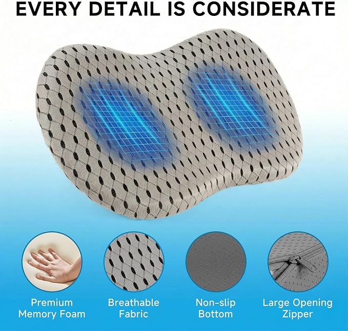 Livtribe Car Seat Cushion - Memory Foam Seat Pad for Sciatica & Lower Back Pain Relief - Driving Cushion with Breathable Mesh Cover - Road Trip Essentials for Drivers (3D Gray)