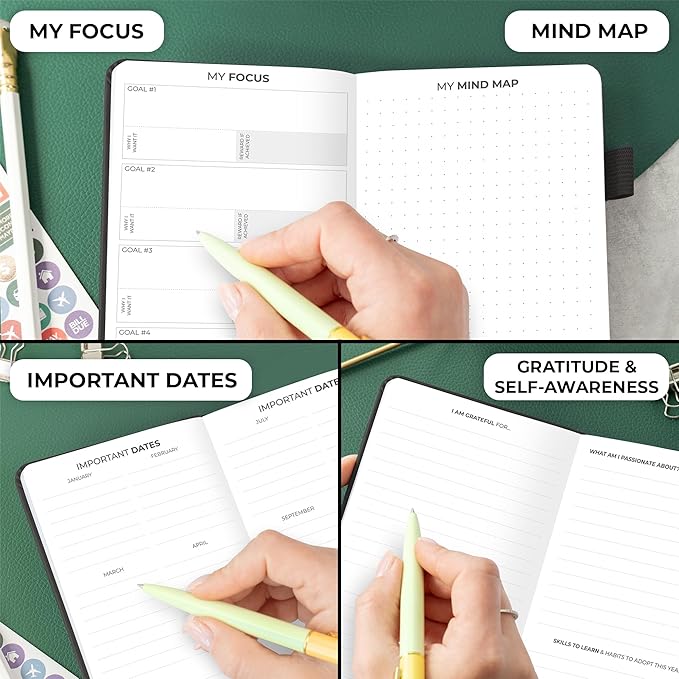 Clever Fox Pocket Planner Weekly – Undated Monthly Goal Planner and Calendar, Mini Planner Perfect for Purse, 3.7x6.7" (Black)