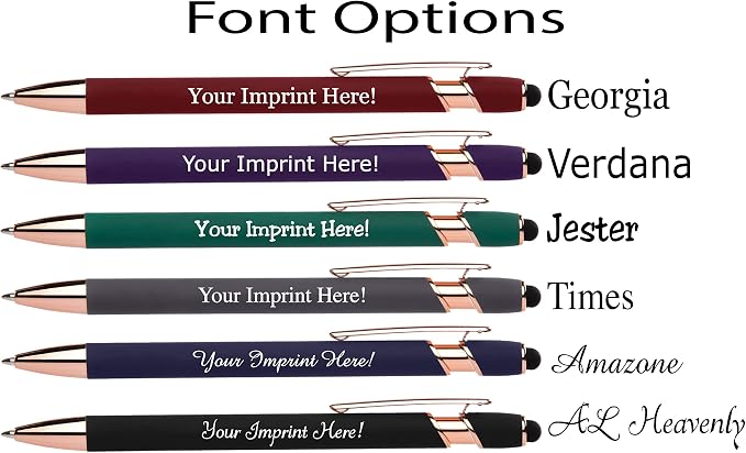 ExpressDesigns™ - Personalized Pens Gift Set - 2 Pack of Rose Gold Soft Touch Metal Pens w/gift box - Luxury Ballpoint Pen Custom Engraved with Name | Perfect for Him or Her (Purple - Black)