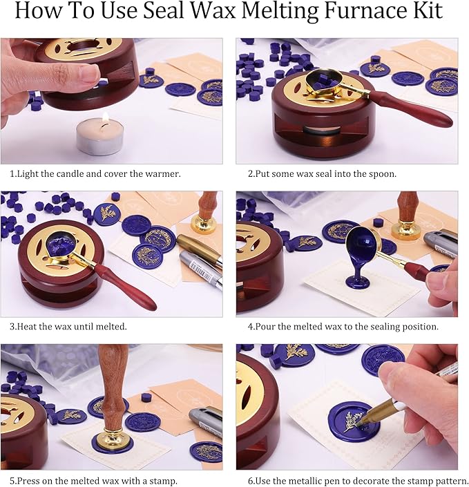 SWANGSA Sealing Wax Kit, 1450pcs Sealing Wax Beads Metallic Green, Wax Seal Warmer, Wax Spoon, Gold Wax Seal Pen and Tealight Candles for Wax Stamp Letter Sealing