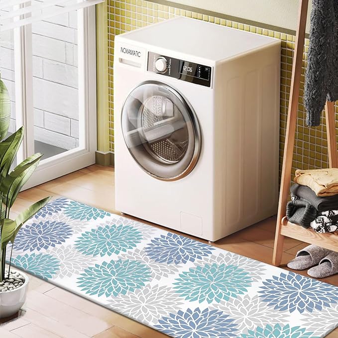 HEBE Anti Fatigue Kitchen Rugs Set of 2, Cushioned Kitchen Mats for Floor | Non Slip Washable Kitchen Runner Rug Set, Floral Stain Resistant Waterproof Comfort Mat Carpet for Sink, Standing Desk