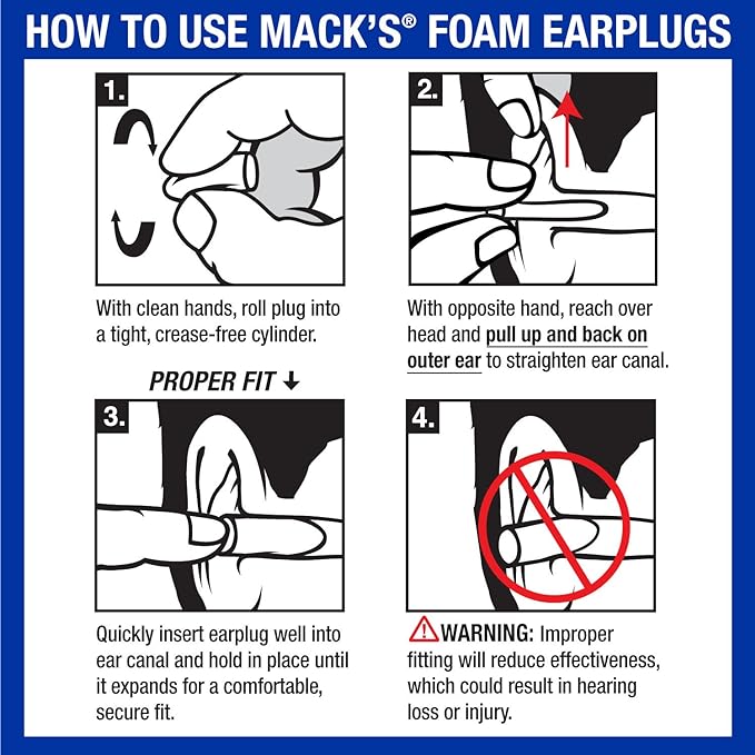 Mack's Slim Fit Soft Foam Earplugs, 5 Pair - Small Ear Plugs for Sleeping, Snoring, Traveling, Concerts, Shooting Sports & Power Tools | Made in USA