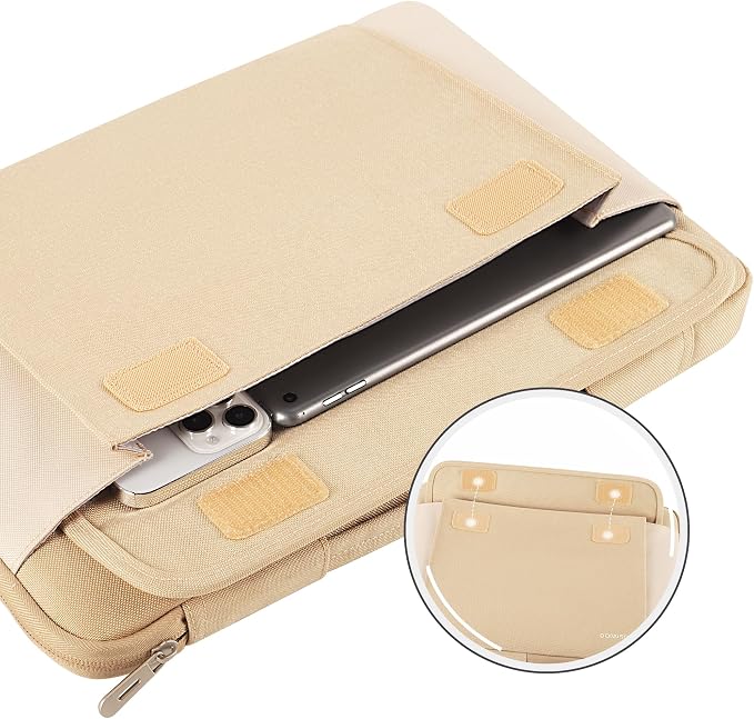 DOMISO 15.6-16 Inch Laptop Sleeve Case,Water-resistant Laptop Protective Case for MacBook Pro16,Dell XPS 16,Lenovo,HP, ASUS, Acer,Beige