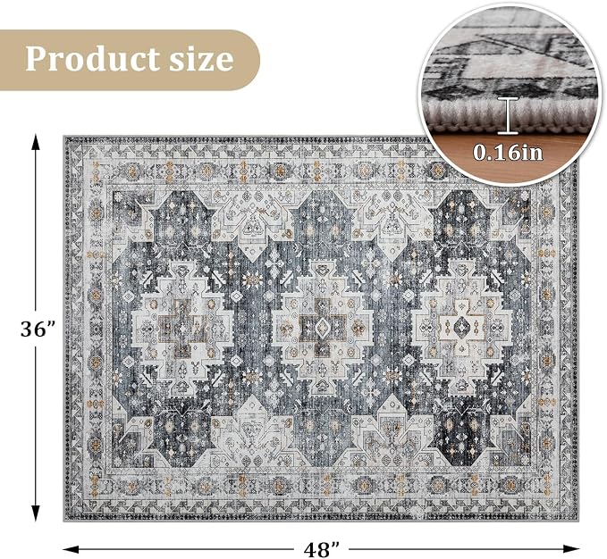 chakme Office Chair Mat for Hardwood Floor, 48"x36" Easy Glide Computer Desk Mat Protector for Rolling Chair Under Desk Rug Nonslip Backing, Machine Wash, (Boho)