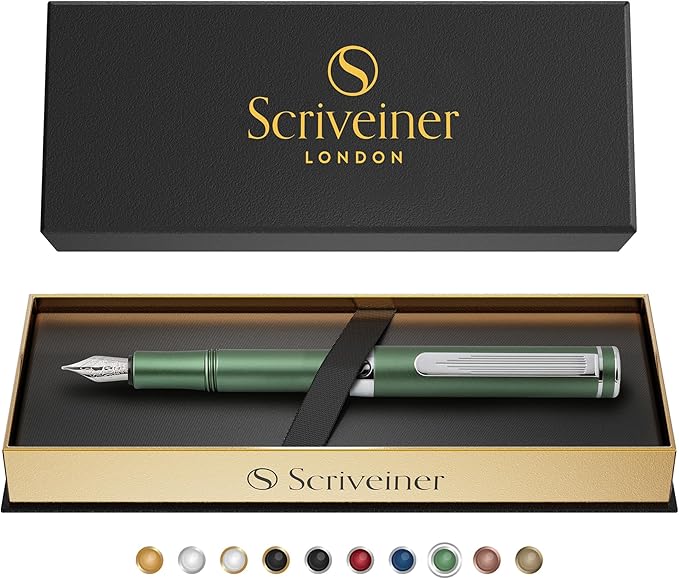 Green Matt EDC Fountain Pen - Fine Nib by Scriveiner