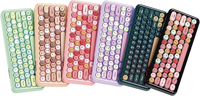 Wired RGB Creamy Typewriter Keyboard. 65 Percent Retro LED Membrance Gaming Keyboard. Small Ergonomic Optical Teclado with ABS Backlit Unreplaceable Round Keycaps. for Laptop and Office PC. (Blue)