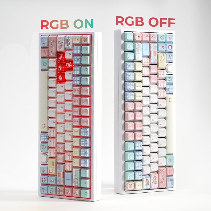 GMKWTL XVX PBT Keycaps 75 Percent, 157 Keys Cute Dye-Sub Keycap Set, Cherry Profile Keyboard Keycaps with Custom Transparent Key caps Compatible with Most ANSI Layout MX Switches Mechanical Keyboard