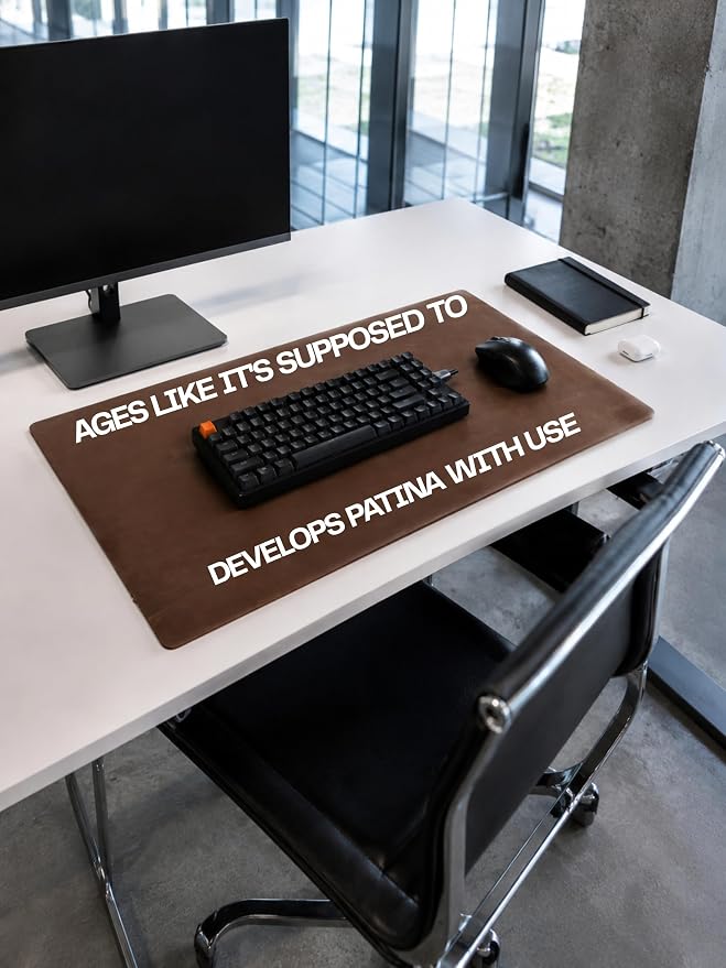 Genuine Leather Desk Pad, Office Desk Mat, Large Desk Blotter, Desk Protector, and Mouse Pad – 31.5" x 15.75" (1.8-2.0 mm) Luggage, Waterproof, Premium Quality for Desk Surface Protection and Comfort