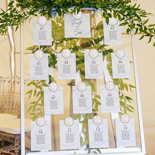 UNIQOOO Wax Seal Stickers - 3D Floral Wedding Invitation Envelope Seal Sticker, 50 Pcs Flower Self- Adhesive Champagne Stickers, Perfect for Invitation, Christmas, Gift Wrapping