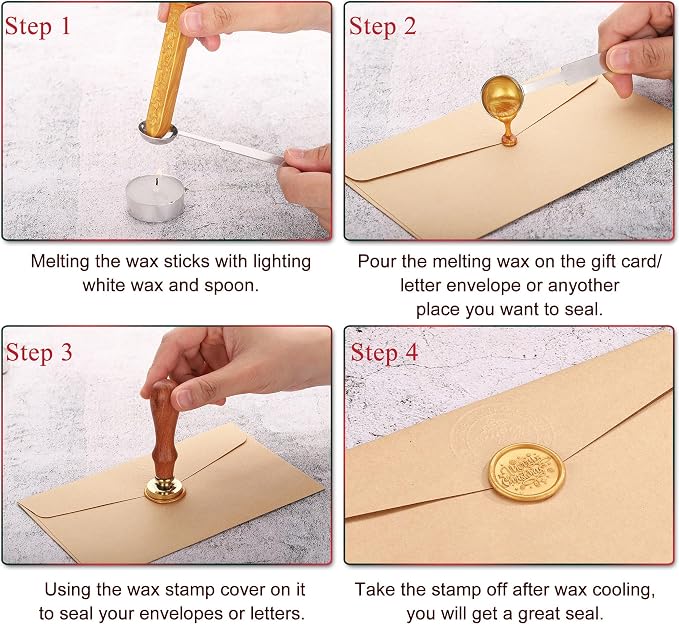 Yoption Merry Christmas Snowflake Star Wax Seal Stamp Kit with Sealing Wax Sticks and Gift Box for Wedding, Party Invitations, Christmas, Envelopes